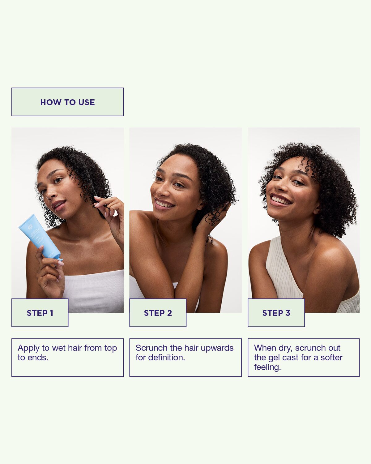 Apply Luscious Curl Definer to damp curls for bold definition and hold