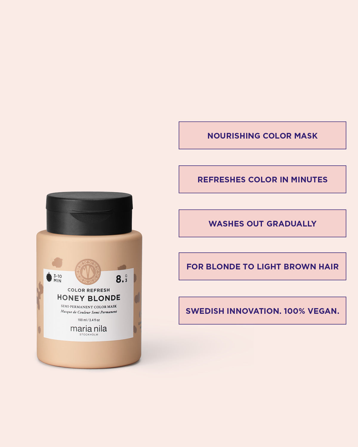 Color Refresh Honey Blonde jar with product details on a light pink background