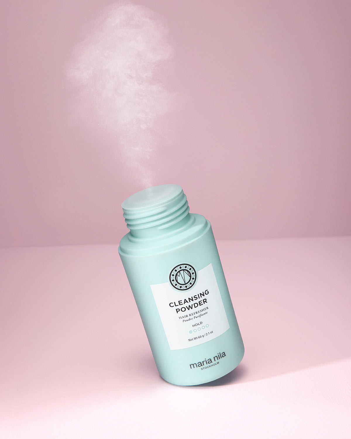 Cleansing Powder with light formula on pink background