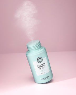 Cleansing Powder with light formula on pink background