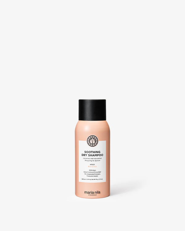 Bottle of Maria Nila soothing dry shampoo on a white background