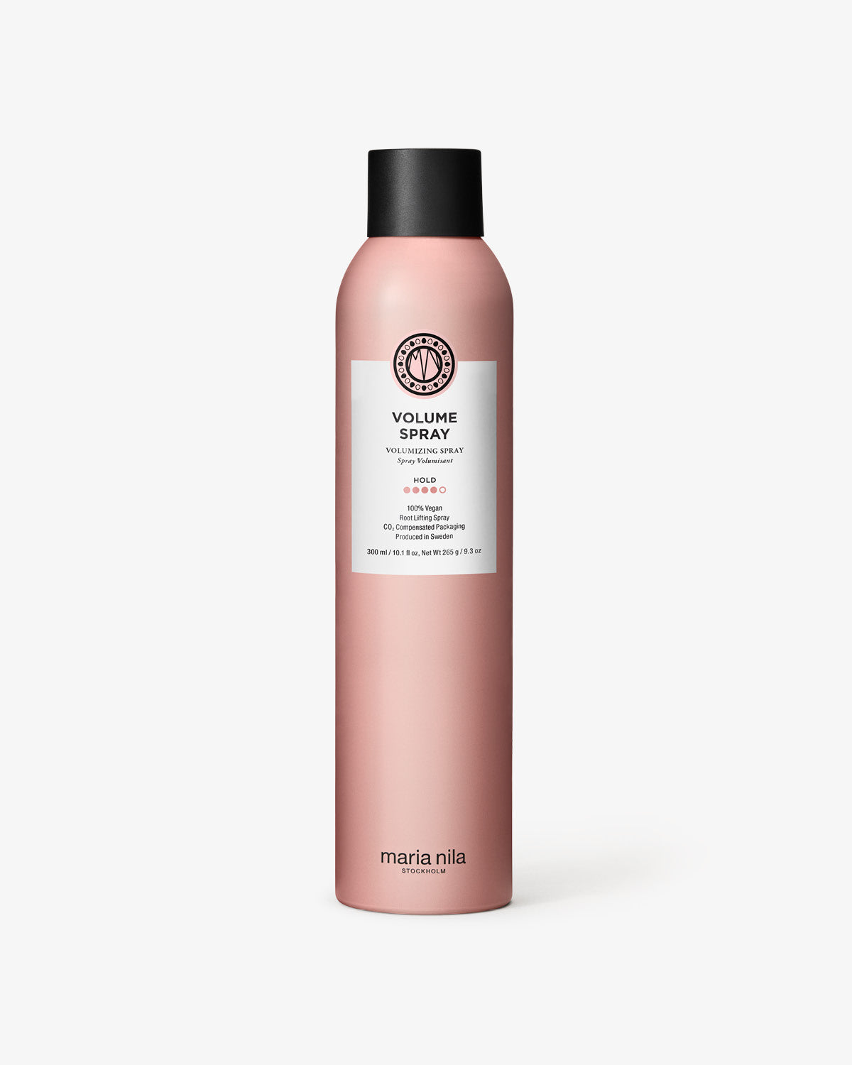 Pink Volume Spray bottle with black cap on a white background