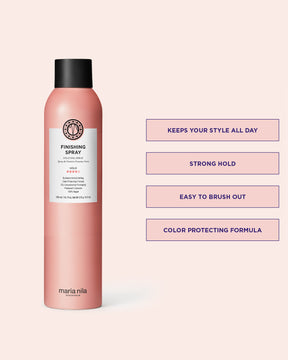 Pink Finishing Spray 300ml bottle with text on a light pink background