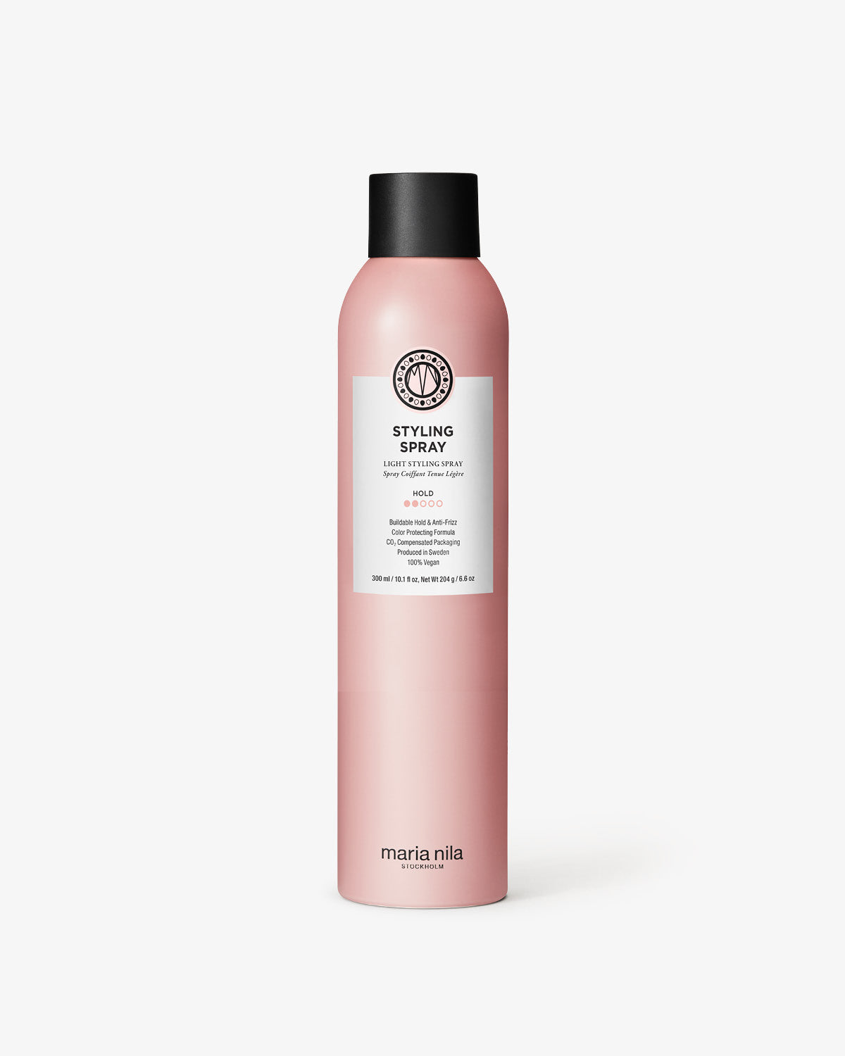 Styling Spray 300 ml bottle with black cap on a white background