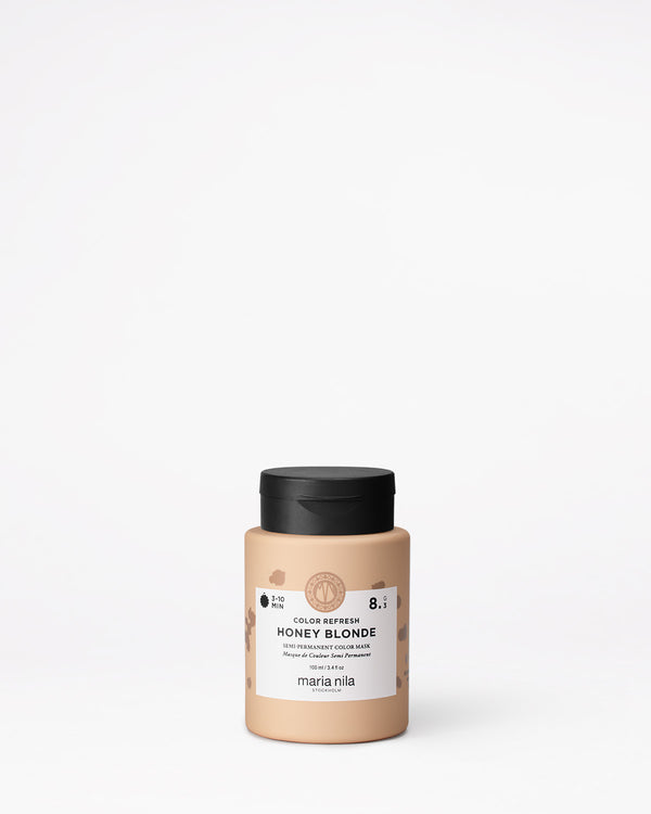 Color Refresh jar labeled 'Honey Blonde' by Maria Nila on a white background