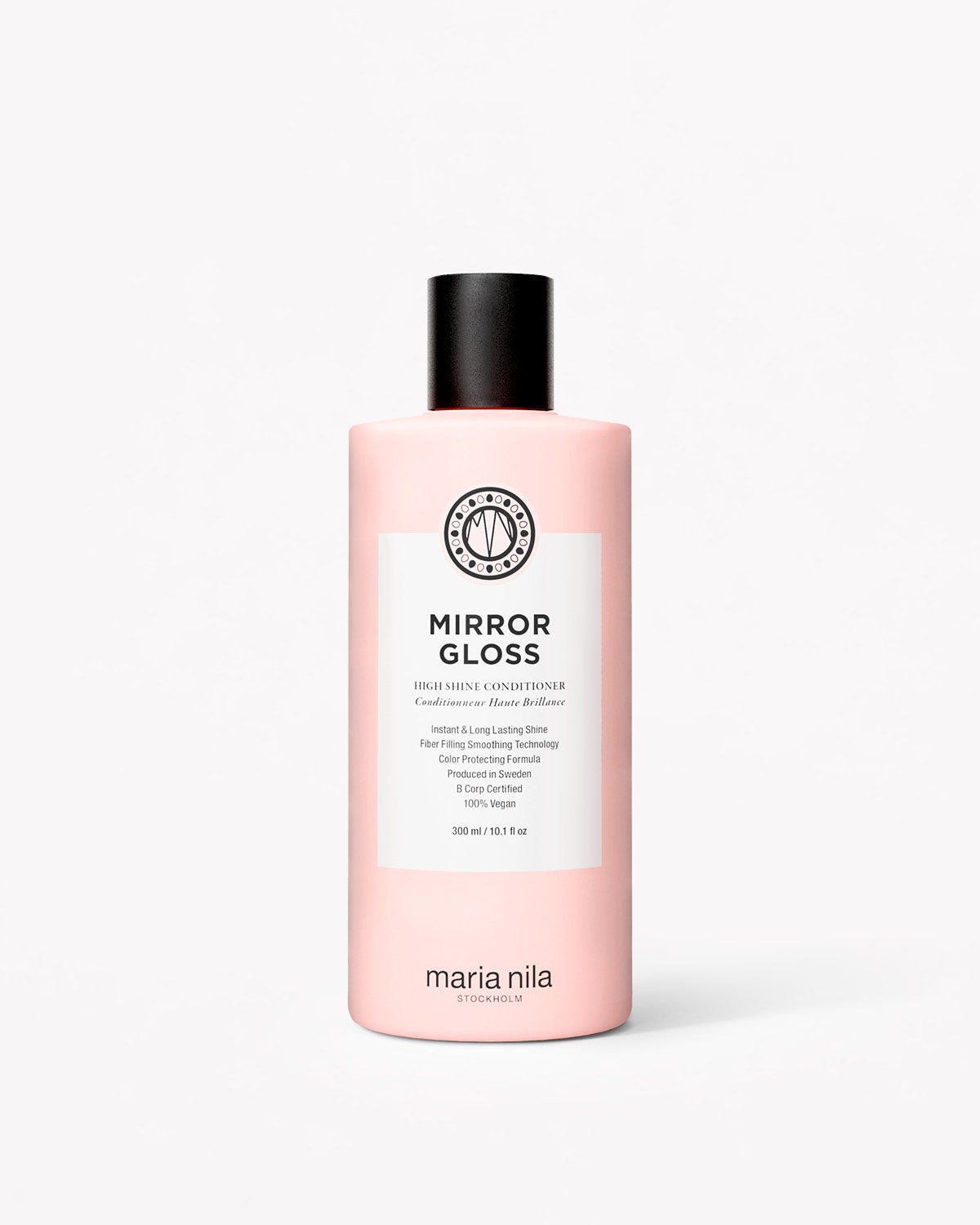 Pink Maria Nila Mirror Gloss Conditioner bottle with black cap and white label.